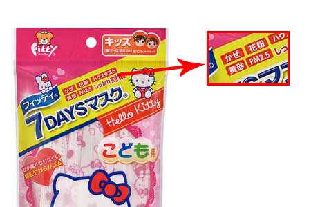 Fitty 7DAYS Mask Hello Kitty หน้ากากอนามัยลายเฮลโล คิตตี้ ป้องกันฝุ่น PM2.5 สำหรับเด็กเล็ก (7 ชิ้น)
