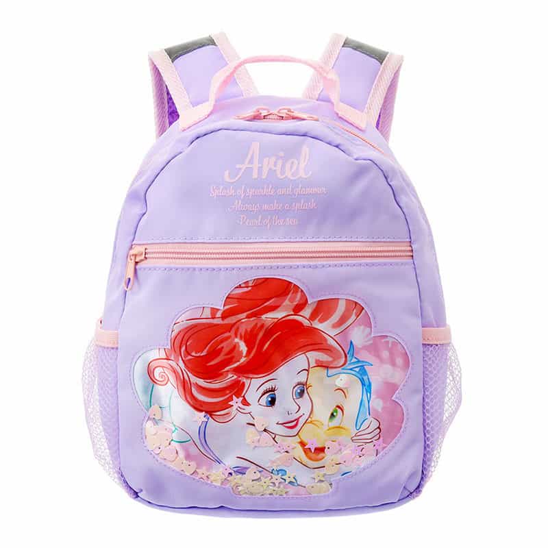 ( Disney ) กระเป๋าเป้สะพายหลัง Ariel & Flanders สีม่วงพาสเทล สำหรับเด็ก