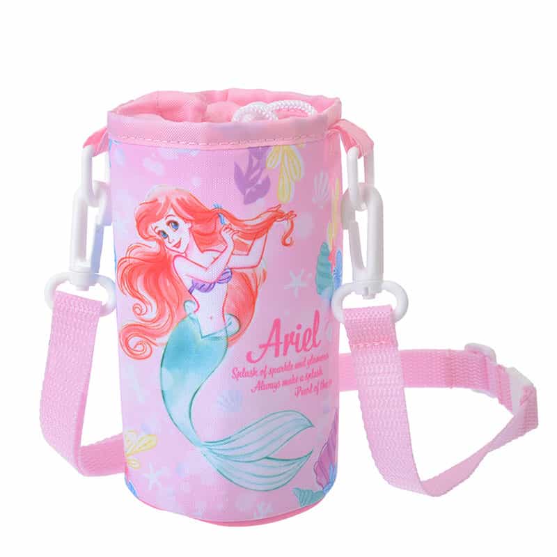 ( Disney ) กระเป๋าใส่ขวดน้ำเก็บอุณหภูมิ ลาย Ariel สีชมพูพาสเทล