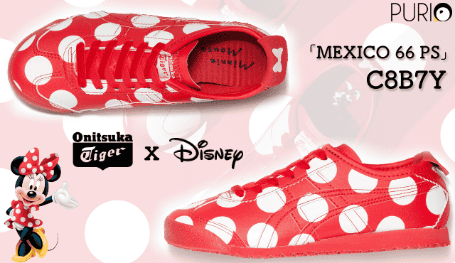 Onitsuka Tiger ＆ Disney「MEXICO 66 PS」สีแดง สำหรับเด็ก (Dots)