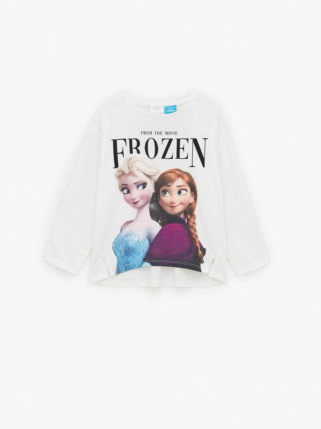 ZARA × Disney เสื้อยืดแขนยาวเด็กลาย Elsa & Anna