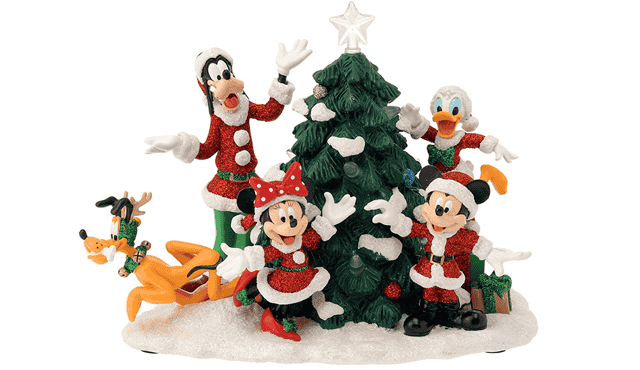Figure Mickey & Friends Christmas Tree โมเดลมิกกี้และผองเพื่อนกับต้นคริสต์มาส (มีไฟกระพริบ)