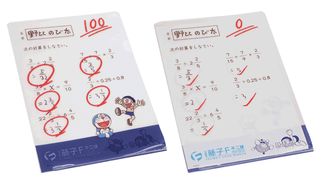Doraemon Clear File แฟ้มลายข้อสอบ100คะแนนของโนบิตะ (มีลูกเล่น)
