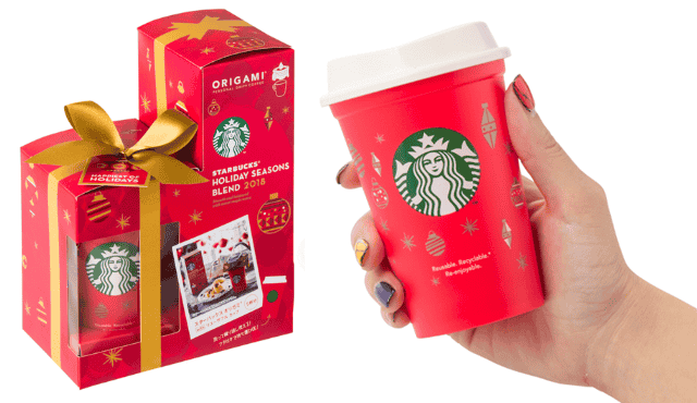 Starbucks Holiday Season Blend 2018 เซ็ตของขวัญ แก้วสตาร์บัคและกระดาษกรองกาแฟ5ซอง